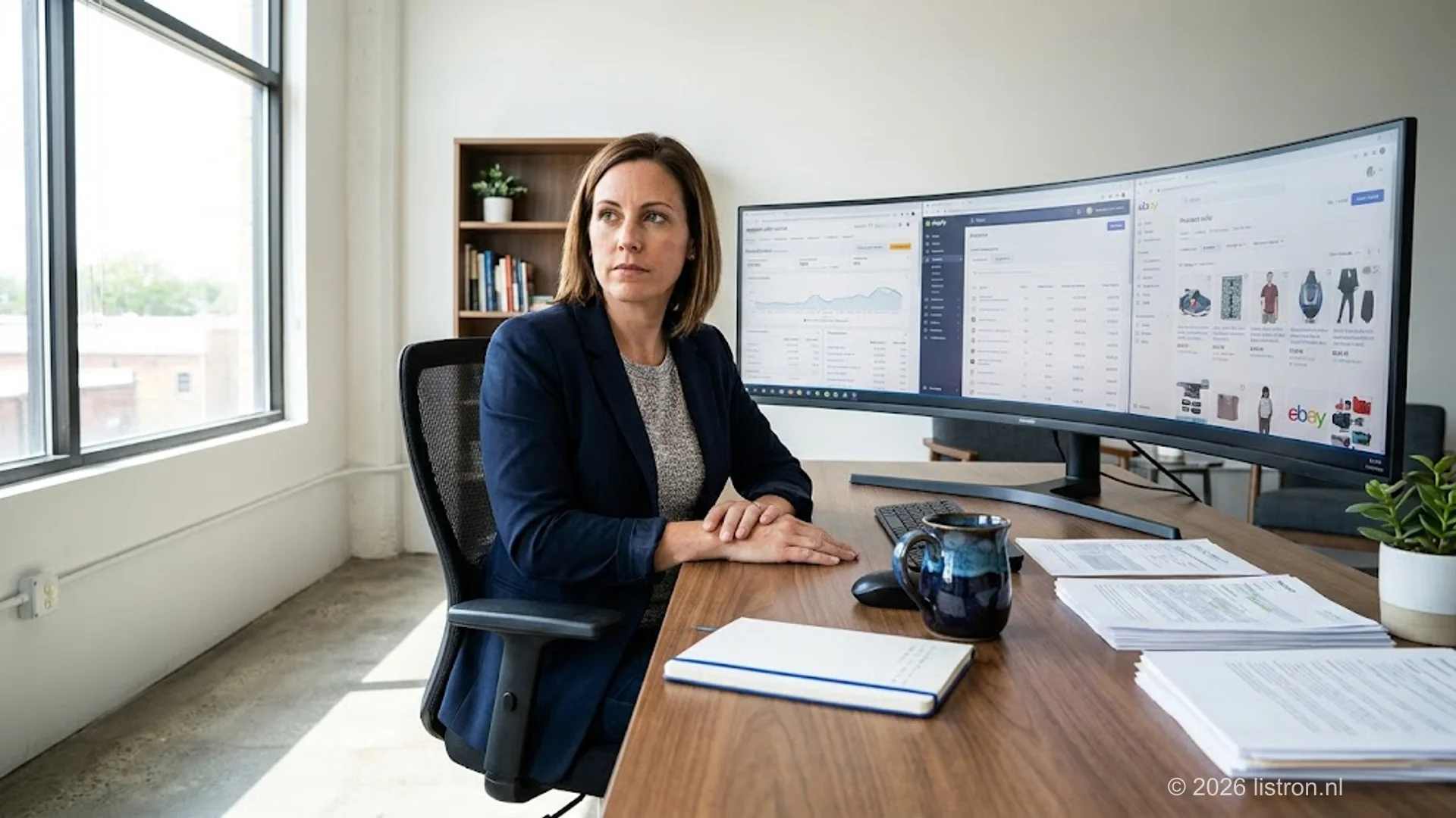 E-commerce entrepreneur managing product listings across multiple marketplaces